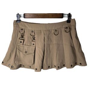 Romwe Brown Mini Kilt Grunge Medium